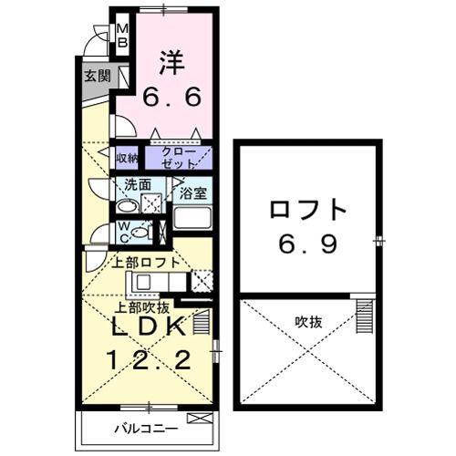 ドエル・ボーリウム(1LDK/3階)の間取り写真
