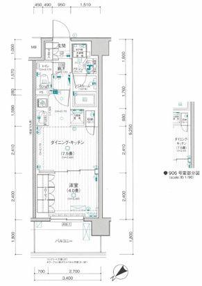 デュオステージ横濱天王町(1DK/3階)の間取り写真
