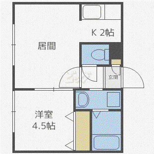 サンステージ宮の沢1-2(1LDK/4階)の間取り写真