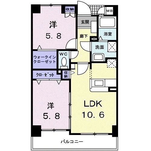 アビタシオン・シエル(2LDK/5階)の間取り写真