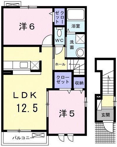 レジレンス(2LDK/2階)の間取り写真