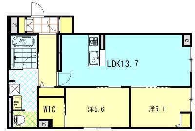セレーノ八橋(2LDK/1階)の間取り写真