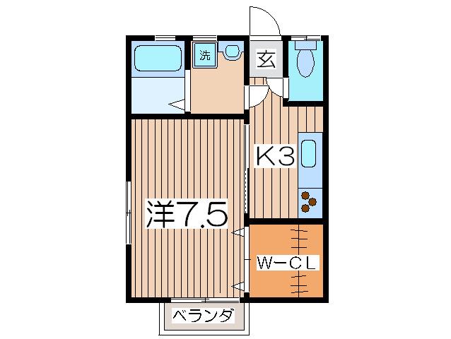 リバ-サイドコープB(1K/2階)の間取り写真