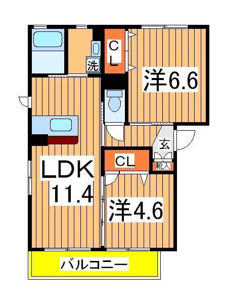 ソフィアE(2LDK/2階)の間取り写真