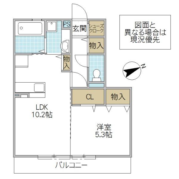 シティーピア(1LDK/3階)の間取り写真