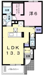 グランプラスA(1LDK/1階)の間取り写真