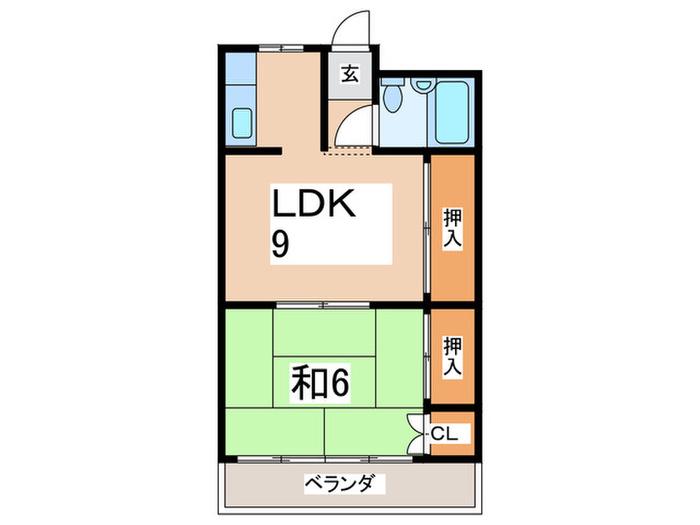 ハイツ井上(1LDK/2階)の間取り写真