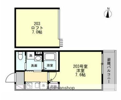 FLORACION中山(1K/2階)の間取り写真