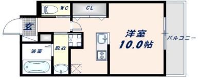 エアルレジデンスⅡ(1K/2階)の間取り写真