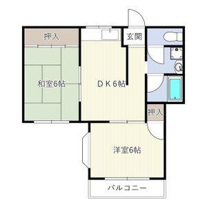 ビートル山本北(2DK/3階)の間取り写真