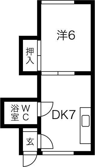 リベルタ発寒(1DK/1階)の間取り写真