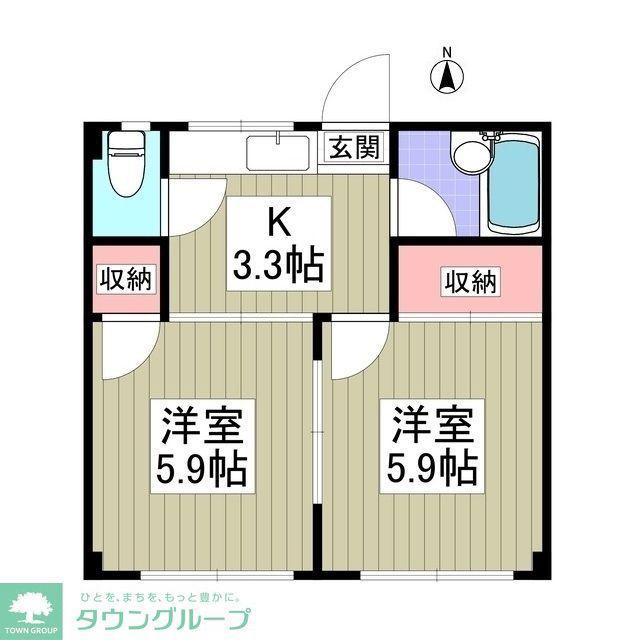 マルタカマンション(2DK/1階)の間取り写真