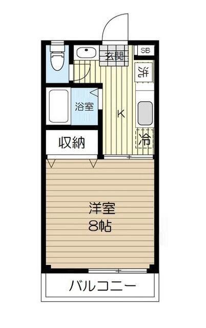 ドリームワンビル(1K/2階)の間取り写真