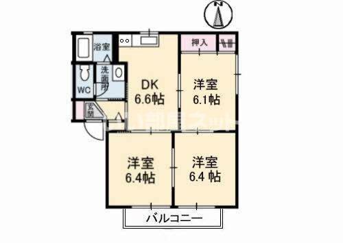 シャーメゾン高栄 A棟(3DK/2階)の間取り写真