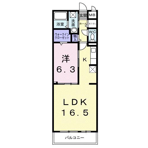 BANKSIA(1LDK/3階)の間取り写真