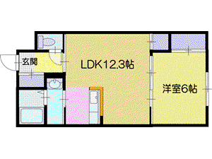 GRACE ECO 野幌駅前(1LDK/2階)の間取り写真
