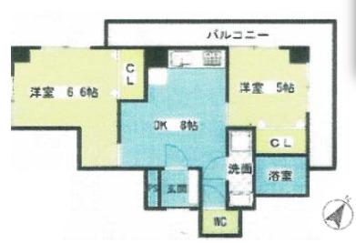 メゾン台町(2DK/2階)の間取り写真