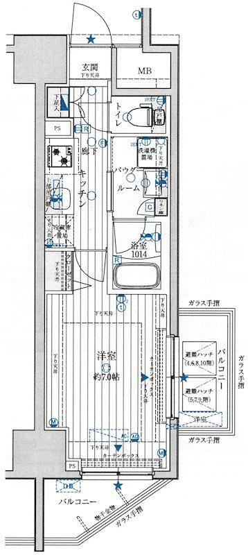 セルアージュ藤沢エクシール(1K/7階)の間取り写真