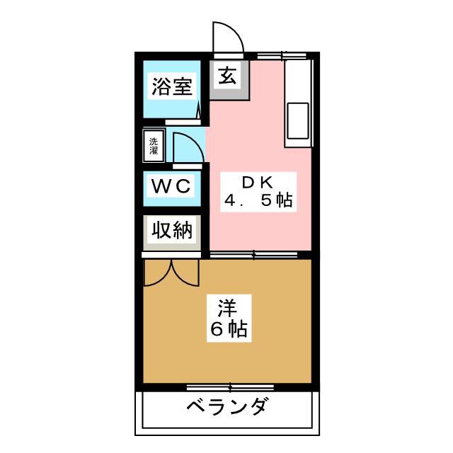 北条ライブタウンB(1DK/2階)の間取り写真