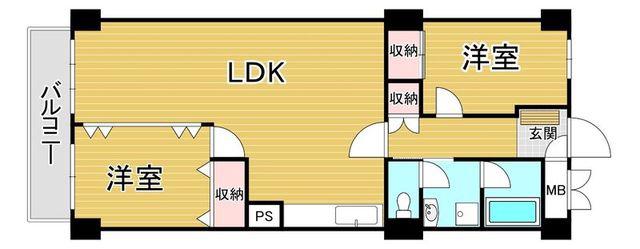 日商岩井今泉マンション(2LDK/4階)の間取り写真
