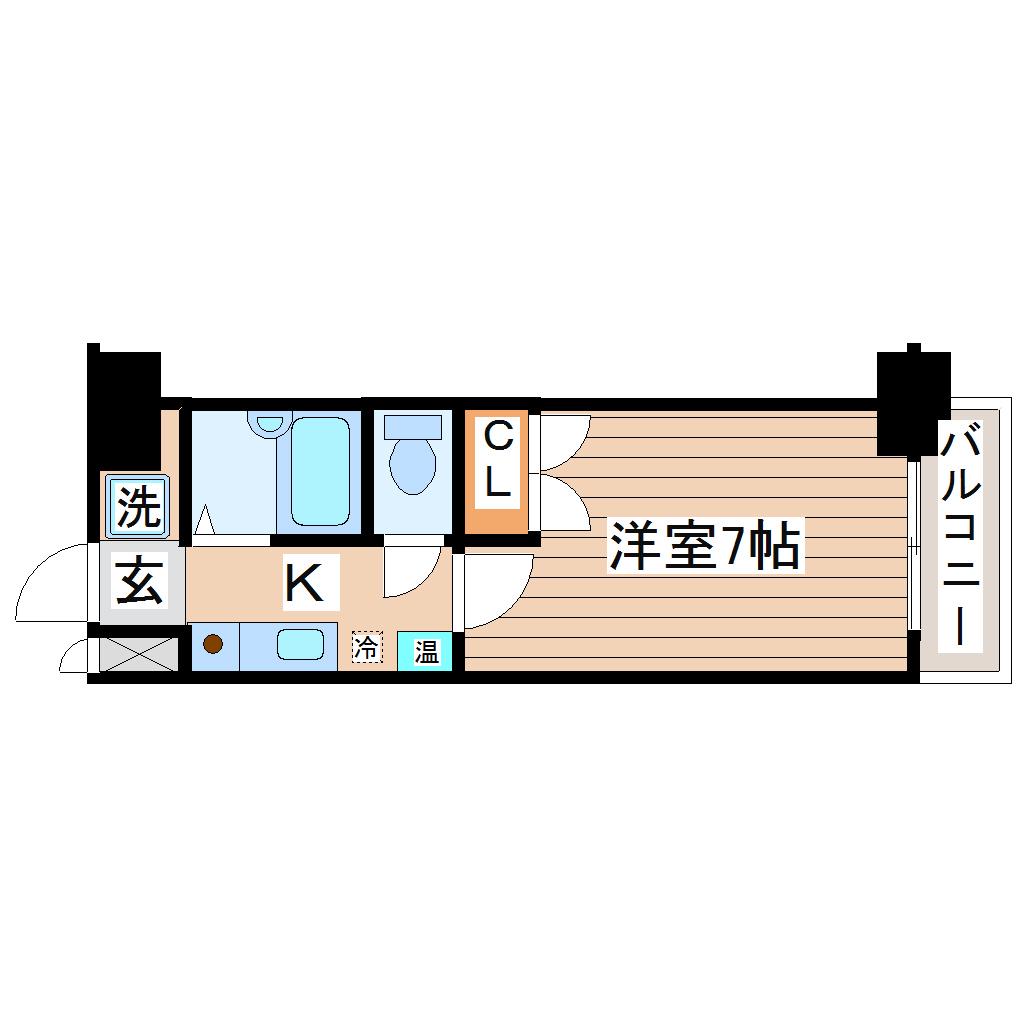 サンシティ北四番丁(1K/6階)の間取り写真