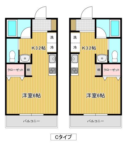 クロスハーモニー(ワンルーム/2階)の間取り写真