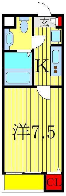 MS.4(1K/1階)の間取り写真