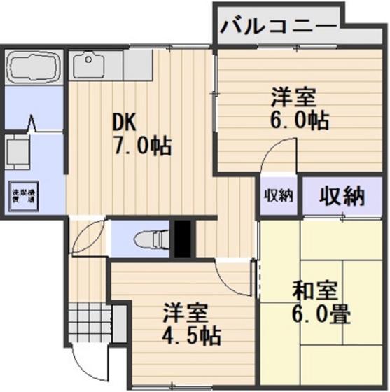 ローゼンハイム B棟(3DK/2階)の間取り写真