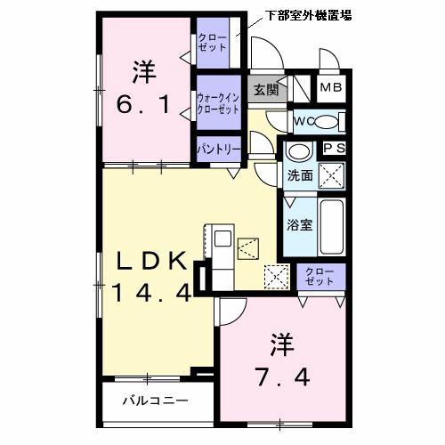 セレーナ オーヴェスト(2LDK/1階)の間取り写真