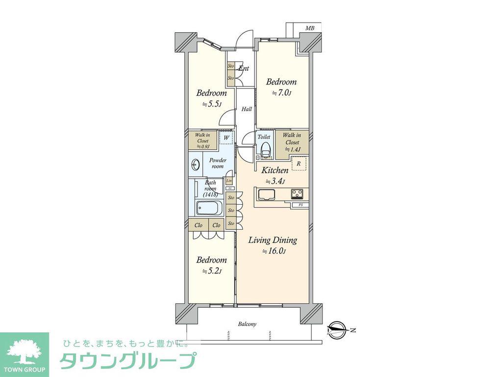 パークホームズLALA名古屋みなとアクルスシーズンズ(3LDK/4階)の間取り写真