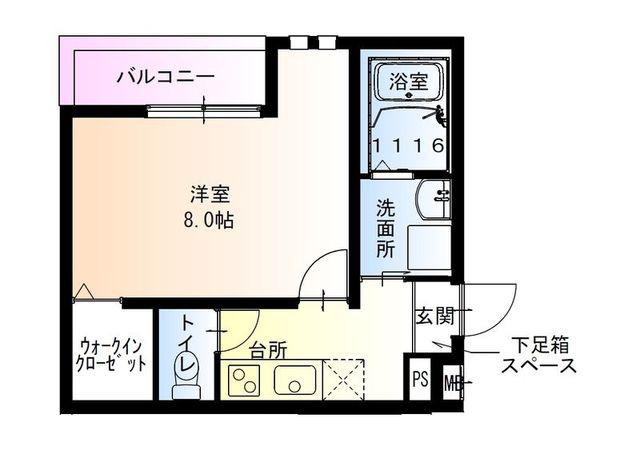 フジパレス鴻池新田駅東(1K/2階)の間取り写真
