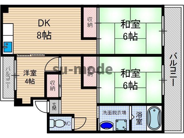 中沢マンション(3LDK/2階)の間取り写真