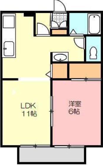 サンライフ植松A(1LDK/1階)の間取り写真