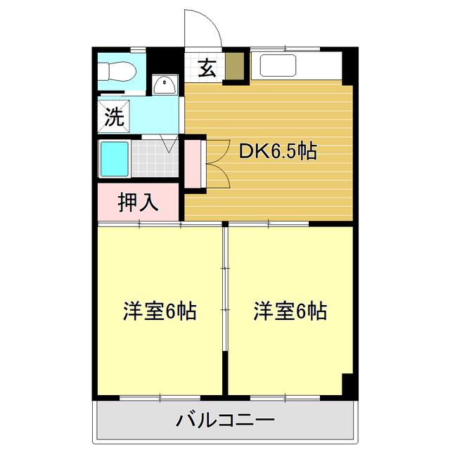 コーポ浜田(2DK/2階)の間取り写真