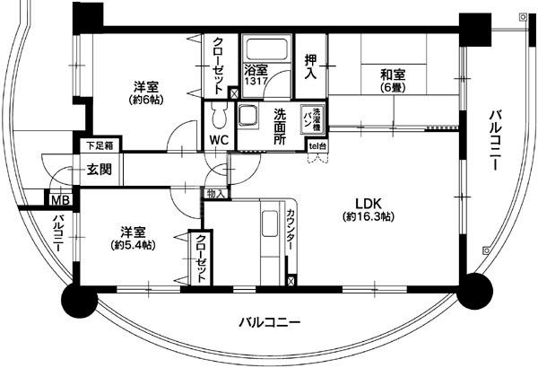 プリーマヴィラ井尻(3LDK/3階)の間取り写真