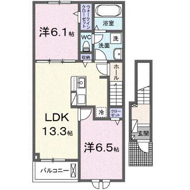 グランシャリオ1・2・3(2LDK/2階)の間取り写真