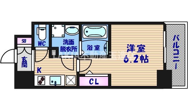 エスプレイス大阪城サウス(1K/10階)の間取り写真