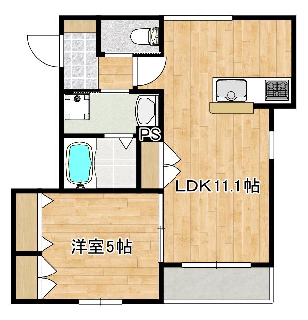 LEAF MARCHE(1LDK/2階)の間取り写真