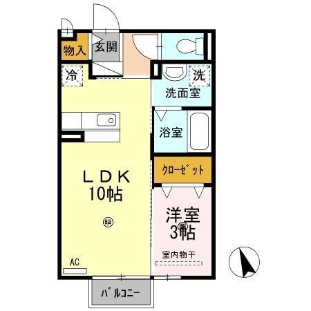 シャトン(1LDK/2階)の間取り写真