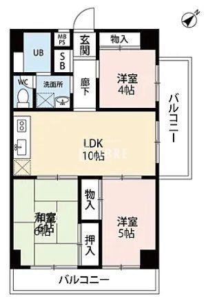 富士パークビル(2DK/6階)の間取り写真