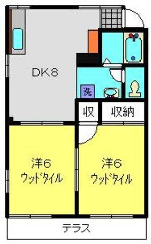 山本ハイツ(2DK/1階)の間取り写真