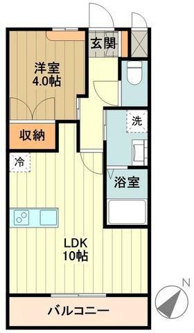 西武拝島線 玉川上水駅 バス乗車時間：35分 最寄りバス停で下車 徒歩1分 2階建 築15年(1LDK/2階)の間取り写真