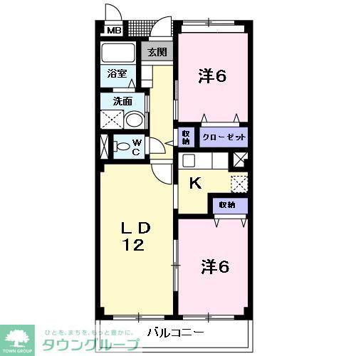 レヴェンテ柏(2LDK/2階)の間取り写真