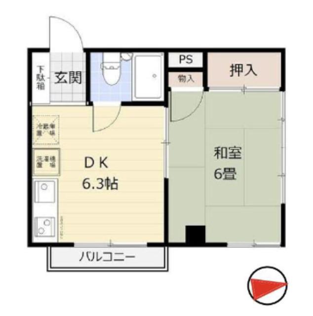 三枝コーポ(1DK/2階)の間取り写真
