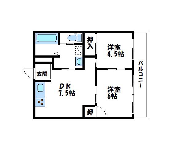 ハイエストコーポ(2DK/5階)の間取り写真