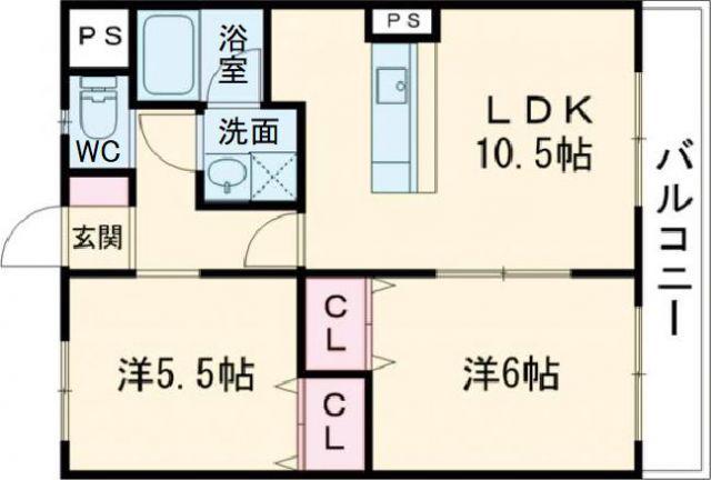 ヴィスタシア(2LDK/2階)の間取り写真