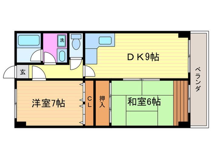 ネクストライフウエスト(2DK/6階)の間取り写真