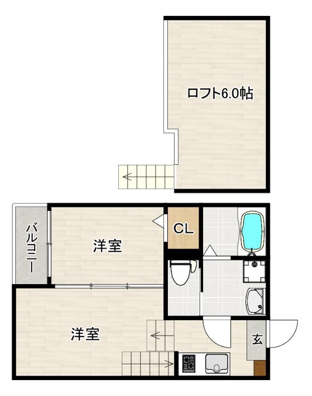 レアシス和白(2K/2階)の間取り写真