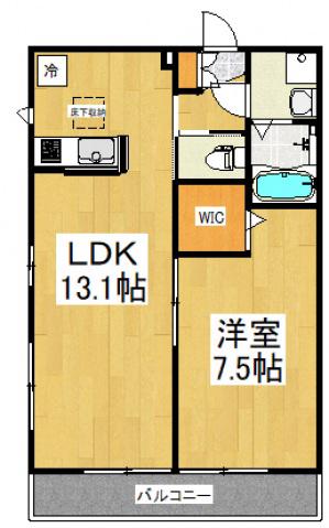 プレサント花小金井(1LDK/1階)の間取り写真