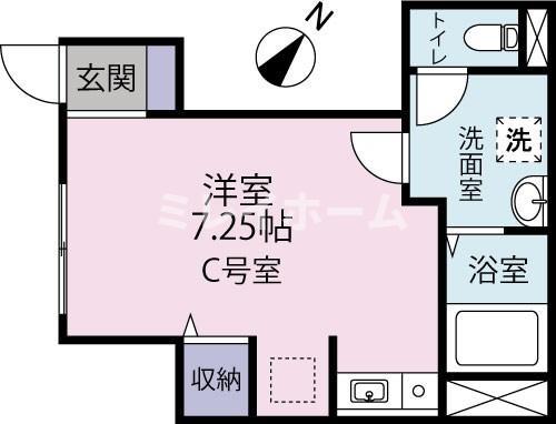 ウエストヴィレッジ(ワンルーム/1階)の間取り写真